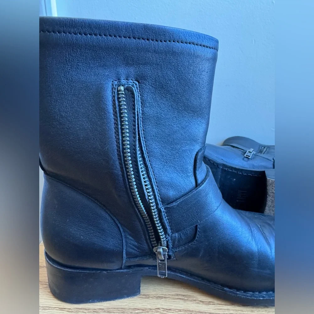 FRYE Black Leather Buckle Boots - Picture 4 of 7